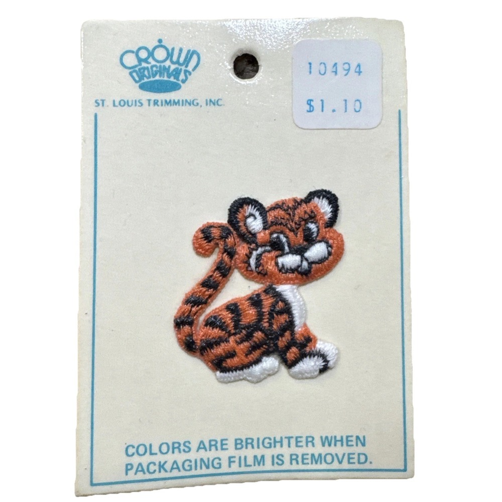 Vintage Tony Tiger Cat‎ Kitten Embroidered Sew On Patch Crown Originals New 2"